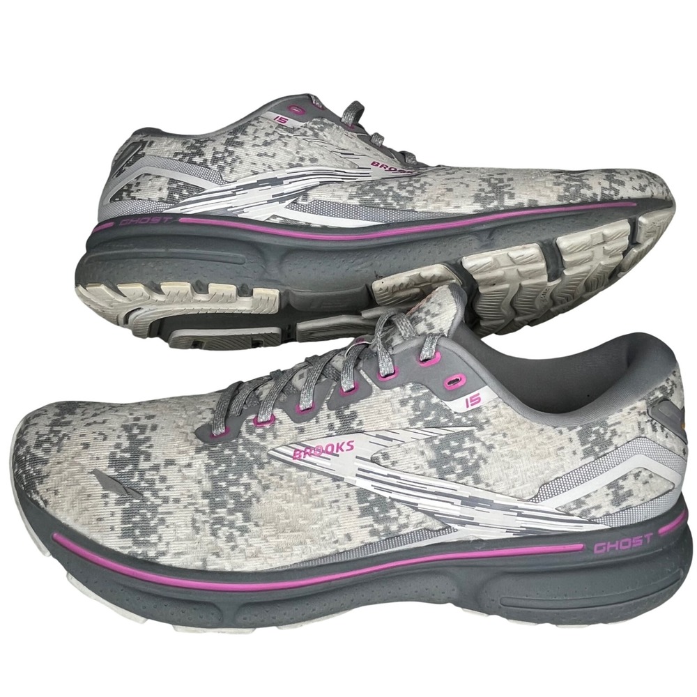 Brooks Running Shoes Ghost 15 Mens 11 Grey Camo DNA LOFT v2 Neutral Sneakers